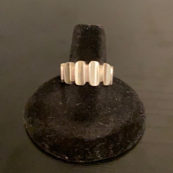 Rounded Geometric 925 Sterling Silver Ring Wide Band - Picture 1 of 9